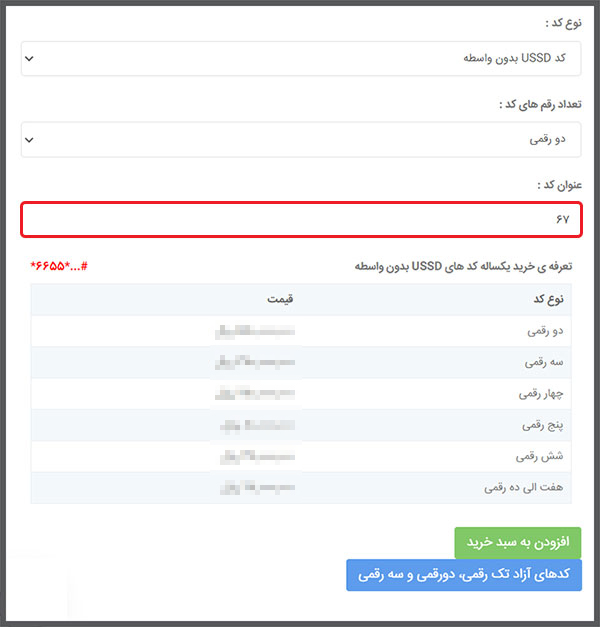 عنوان کد USSD