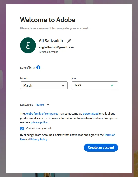 مراحل ثبت نام و ورود در Adobe Spark